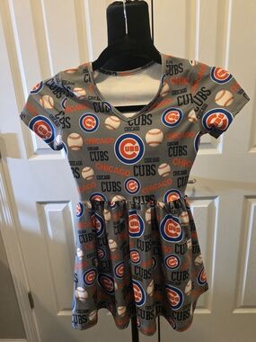Chicago Cubs Girls' Gray & Blue Logo Casual Dress With Pockets Size 5/6